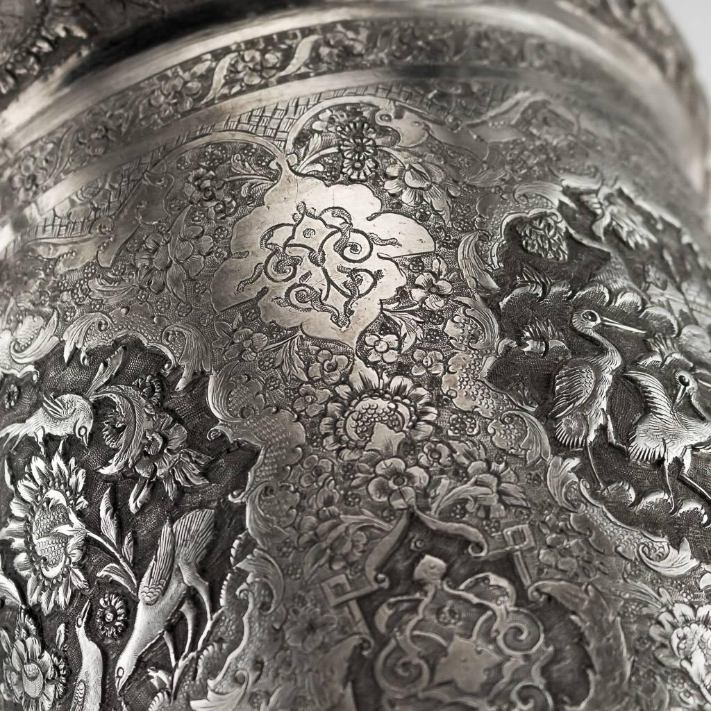 Antique Persian Solid Silver Large Pair of Vases, Isfahan, circa 1920 3