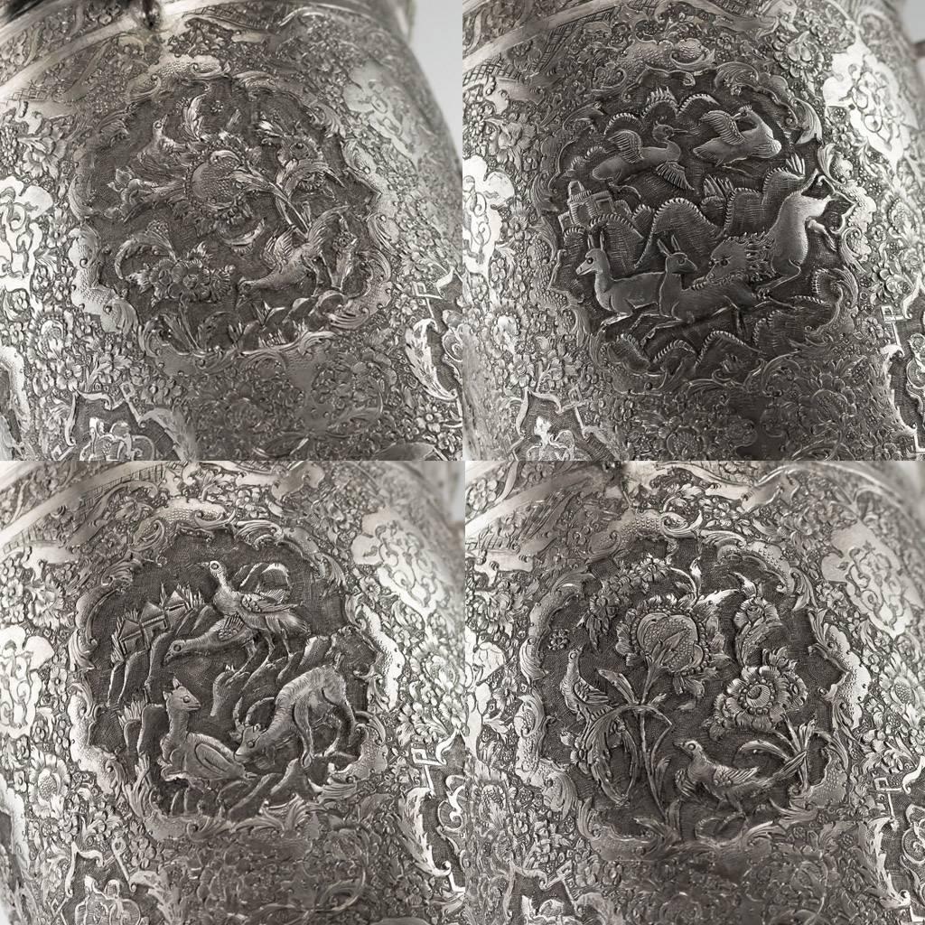 Antique Persian Solid Silver Large Pair of Vases, Isfahan, circa 1920 5