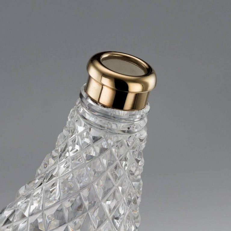 Antique Asprey and Co 9karat Gold and CutGlass Decanter, London