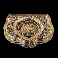German 14-Karat Solid Gold & Enamel Snuff Box, Weishaupt & Sohne, circa 1850