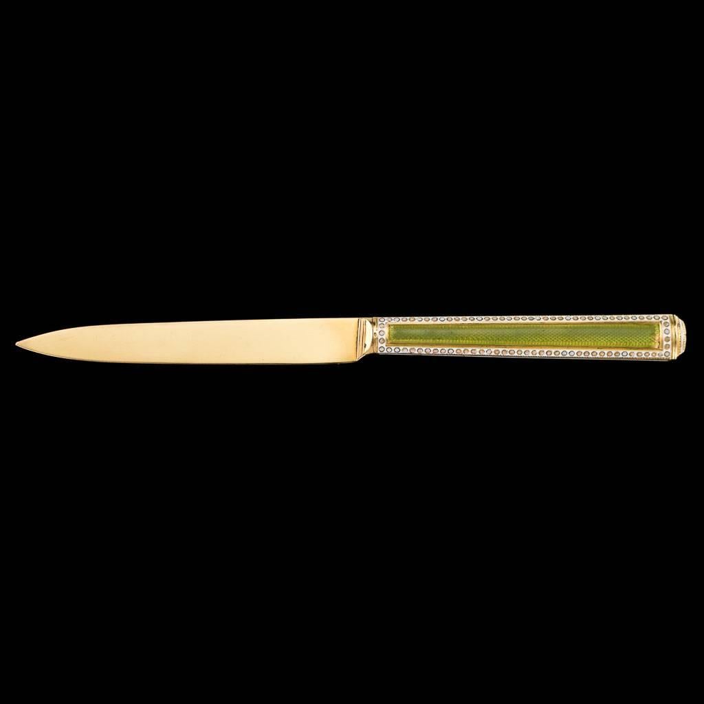 Antique French 18-Karat Gold and Enamel Letter Opener, circa 1820 In Excellent Condition In Royal Tunbridge Wells, Kent