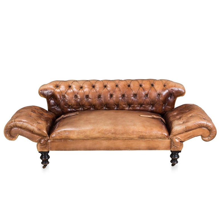 Antique 19th Century Victorian Drop Arm Leather Sofa Circa 1880 At English Antique 19th Century Victorian Drop Arm Leather Sofa Circa 1880 For