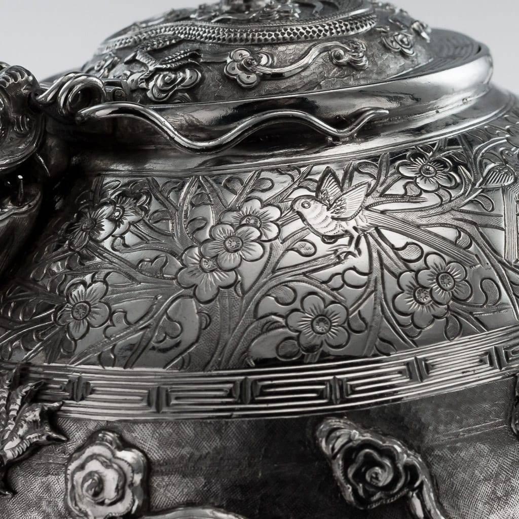 Exportation chinoise Service à thé antique chinois exporté Tu Mao Xing en argent massif:: vers 1890