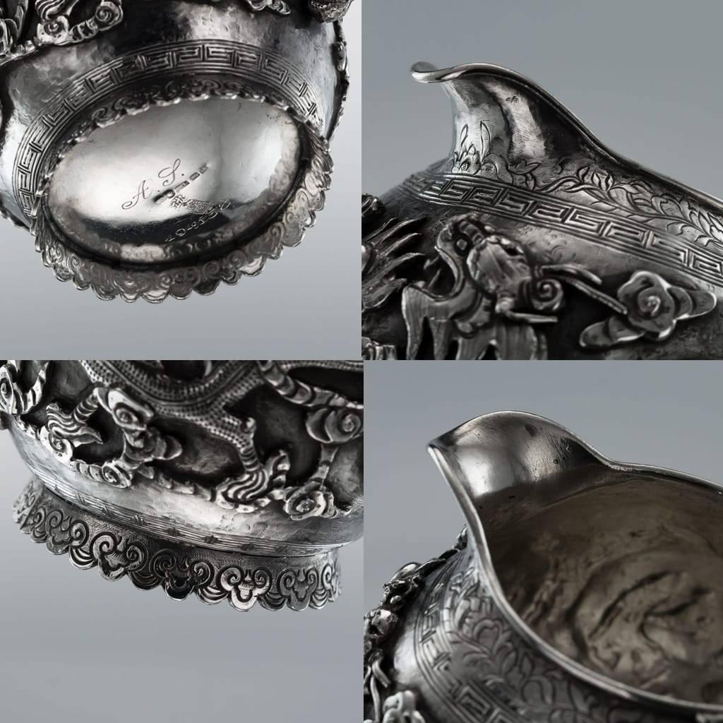 Argent Service à thé antique chinois exporté Tu Mao Xing en argent massif:: vers 1890