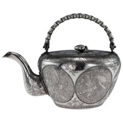 Chinese Exceptional Solid Silver Teapot, San Yang, Beijing, circa 1880
