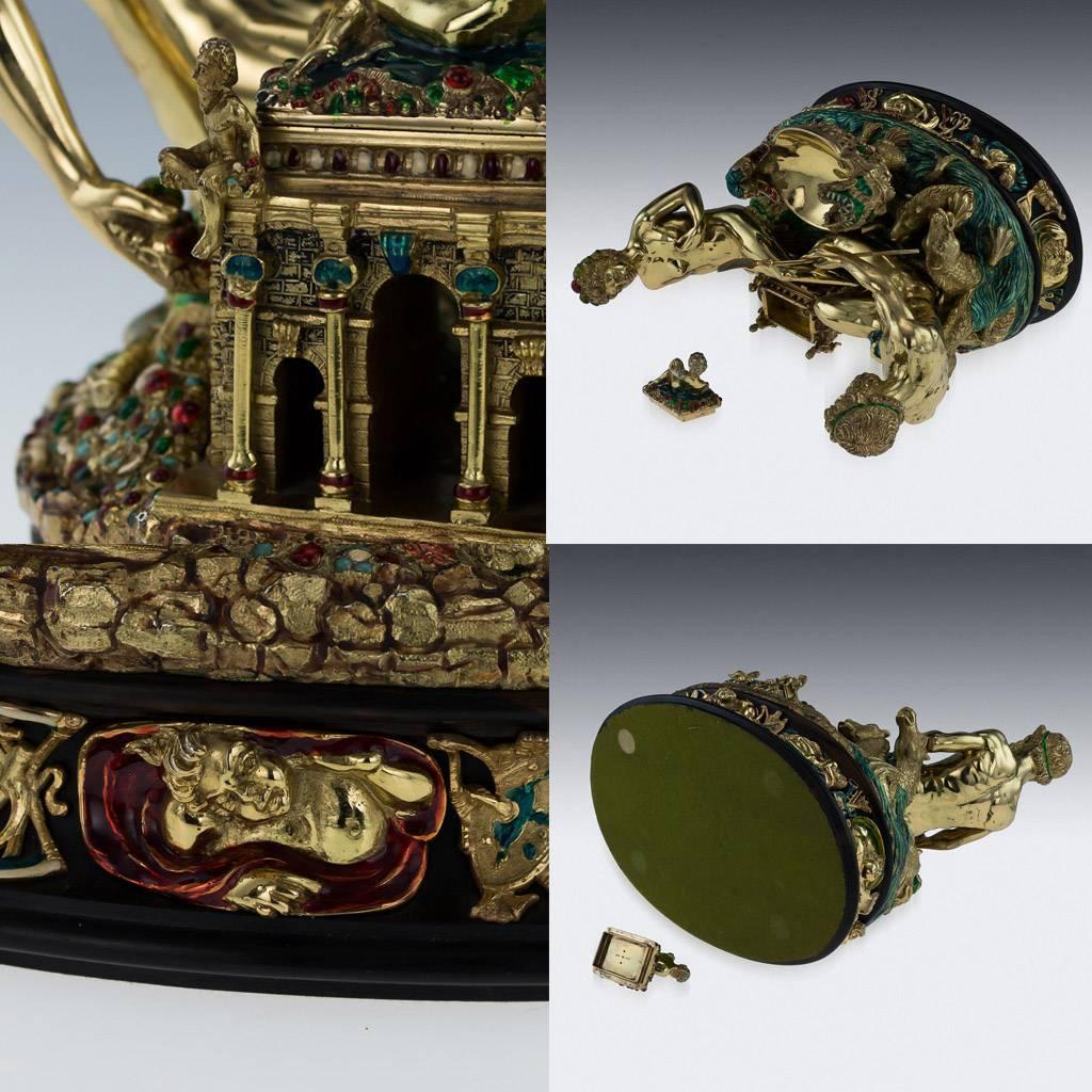 20th Century Italian Solid Silver Gilt & Enamel Cellini Salt Cellar, circa 1960 3