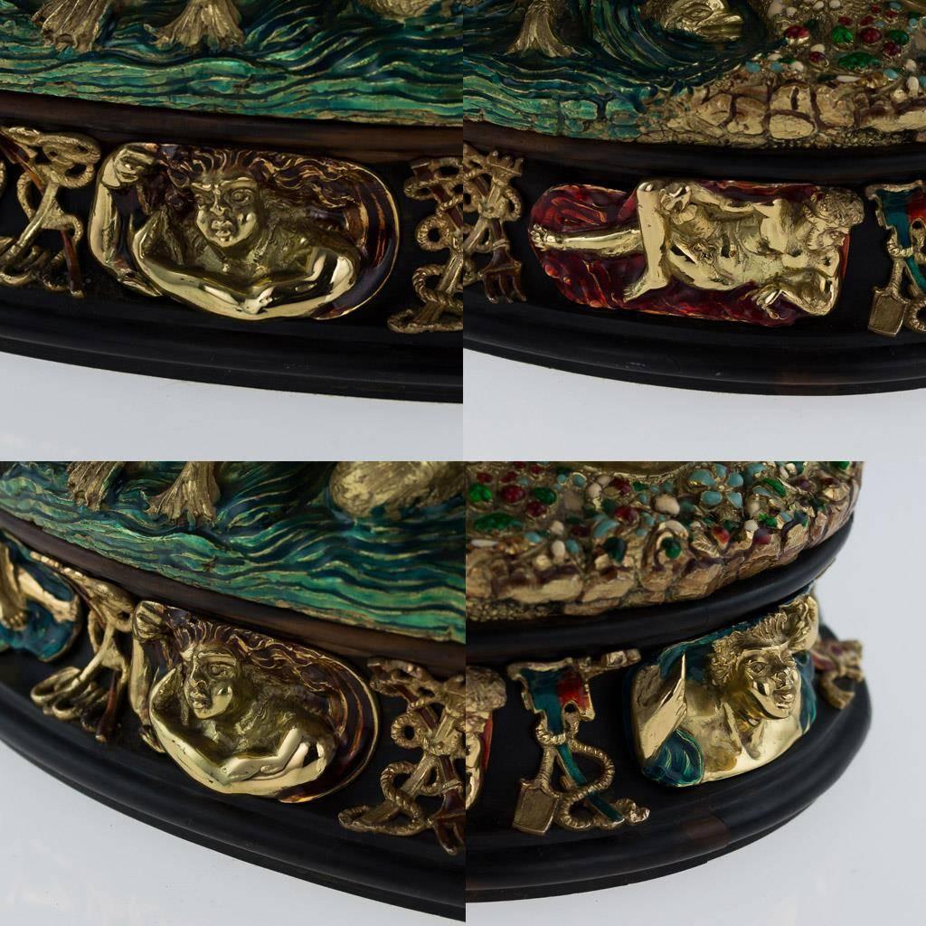 20th Century Italian Solid Silver Gilt & Enamel Cellini Salt Cellar, circa 1960 7