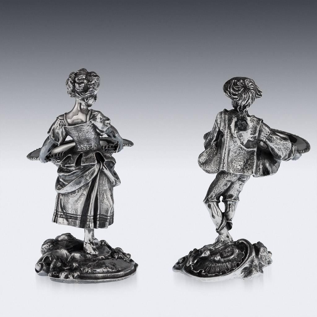 Scottish Antique Solid Silver Pair of Figural Salts, Hamilton and Inches, circa 1890