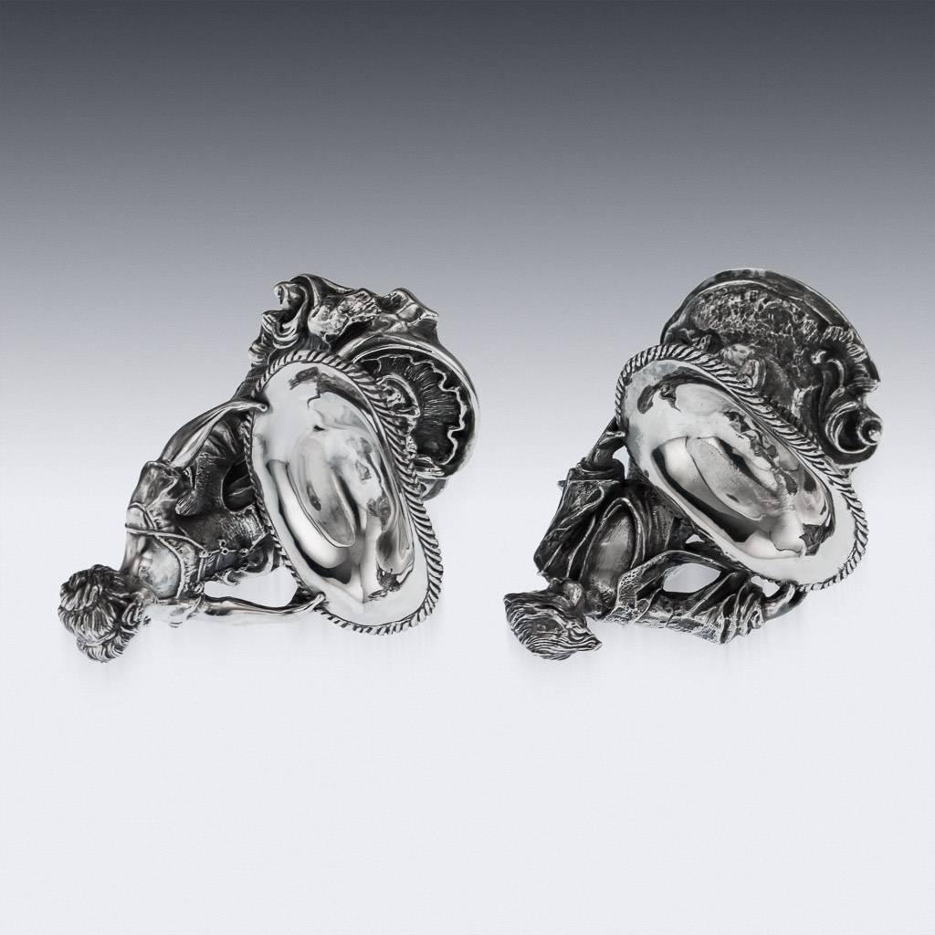 Sterling Silver Antique Solid Silver Pair of Figural Salts, Hamilton and Inches, circa 1890