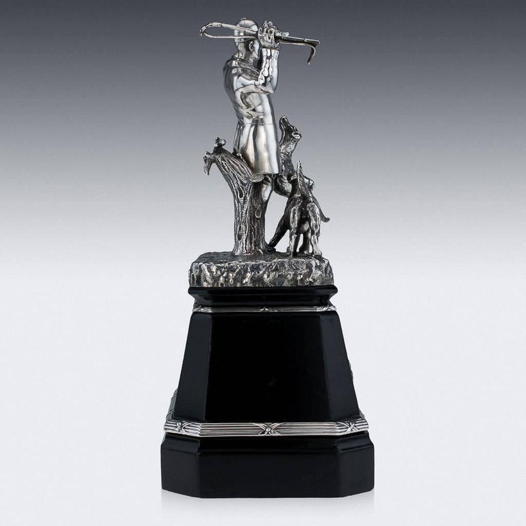 English 19th Century Victorian Solid Silver Hunting Trophy, Elkington, circa 1894 For Sale
