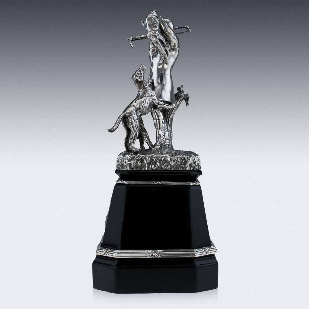 Sterling Silver 19th Century Victorian Solid Silver Hunting Trophy, Elkington, circa 1894 For Sale