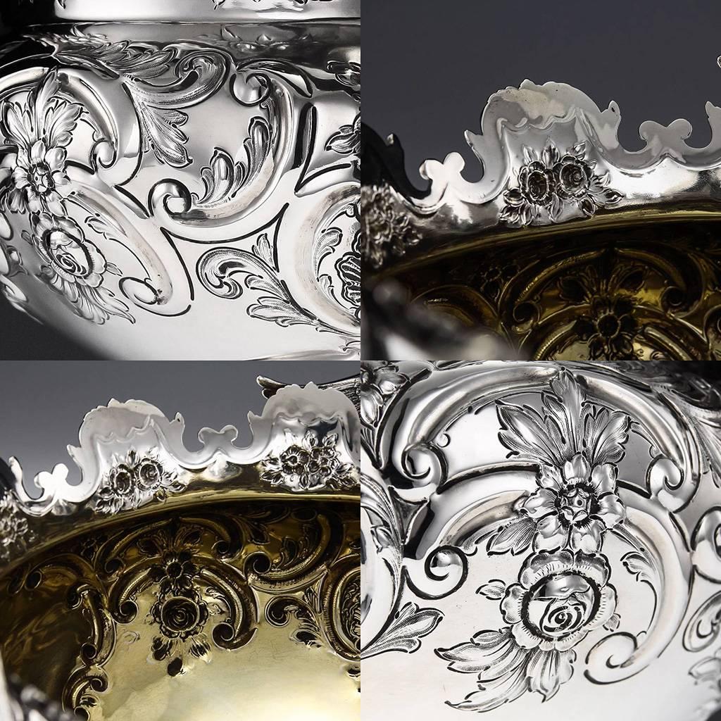 Early 20th Century Antique Edwardian Solid Silver Huge Monteith Punch Bowl or Cistern, circa 1908