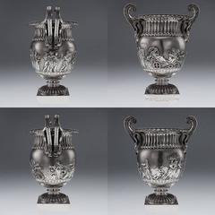 Antique Edwardian Solid Silver Massive Trophy Vase Cooler, Elkington, circa 1910