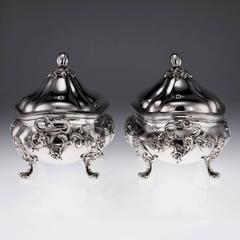 Antique Victorian Solid Silver Exceptional Pair of Soup Tureens, circa 1841
