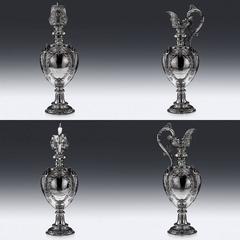 Antique Rare Victorian Massive Solid Silver Ewer Jug, Walker & Hall, circa 1898