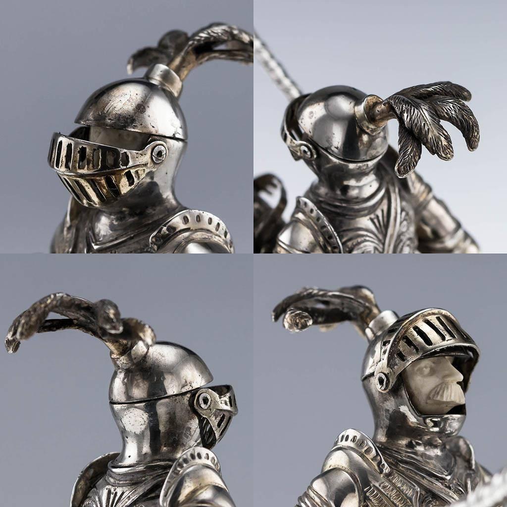 Antique German Solid Silver Pair of Huge Knight Horseman Figures, circa 1920 In Excellent Condition In Royal Tunbridge Wells, Kent