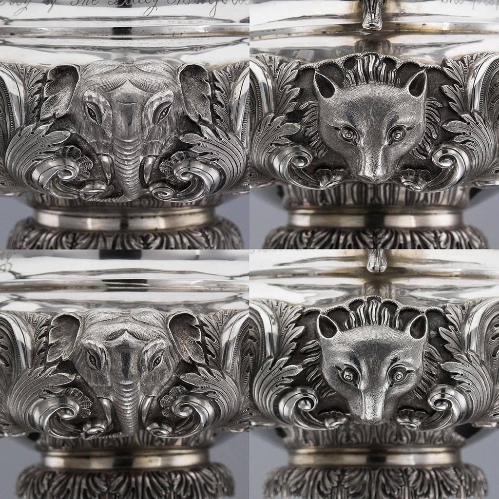 Mid-19th Century Antique Indian Colonial Solid Silver Trophy Cup and Cover, Gordon & Co