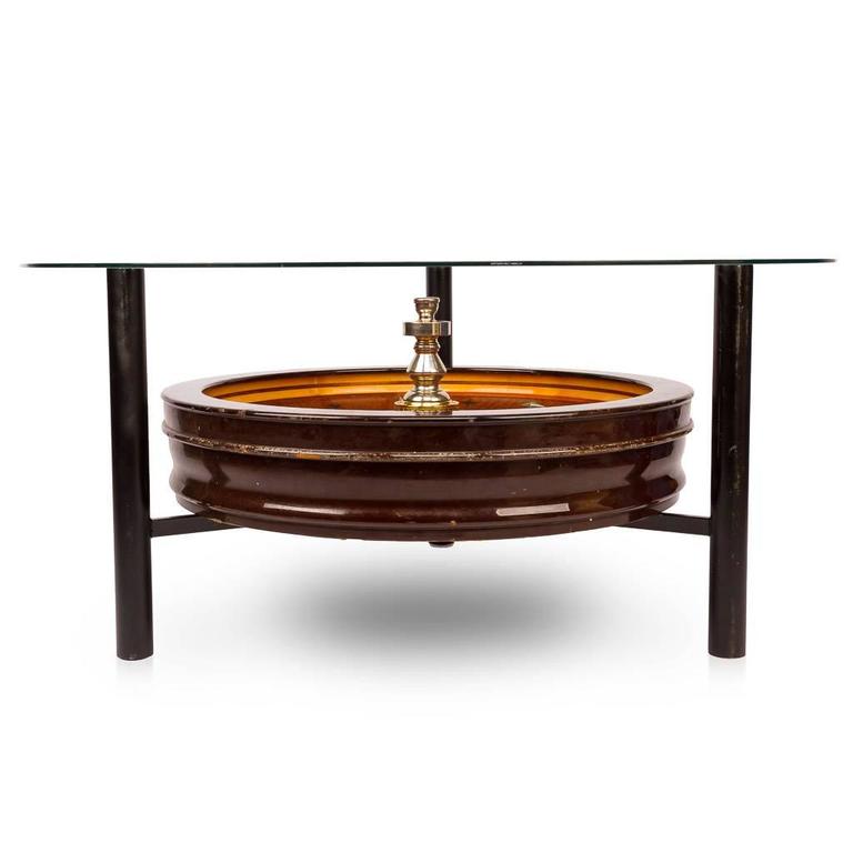 20th Century Novelty John Huxley Roulette Wheel Coffee Table Circa A Particularly Rare And Stylish 20th Century Novelty Roulette Wheel Coffee Table The Polished Veneered
