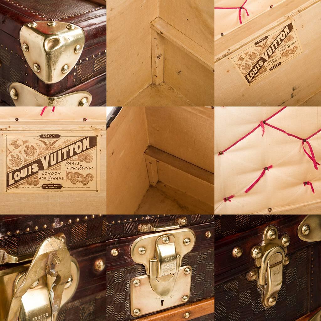 Antique 19th Louis Vuitton Damier Pattern Courier, Steamer Trunk, circa 1890 In Excellent Condition In Royal Tunbridge Wells, Kent