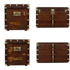 Antique 19Thc Louis Vuitton Tisse Monogram Haute Courier / Steamer Trunk C.1890
