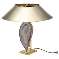 Vintage 20th Century Agate 
Brass Table Lamp By Willy Daro, Belgium c.1970