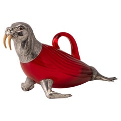 Vintage 20thC German Solid Silver Mounted Novelty Walrus Claret Jug c.1960