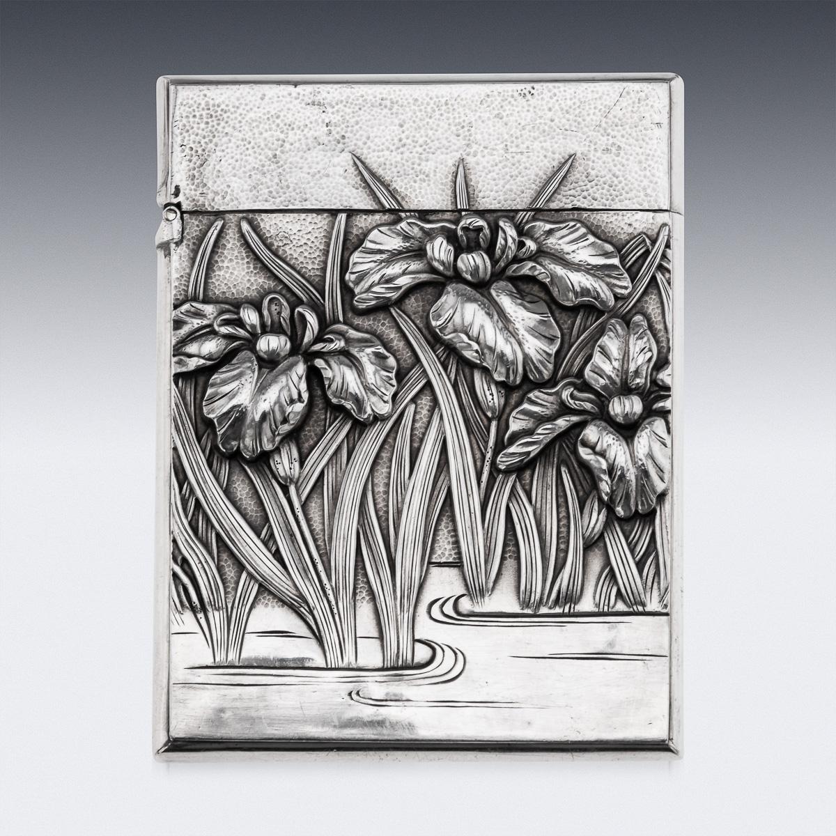 Autre Ancien porte-cartes japonais Meiji en argent massif du 20e siècle, c.1900 en vente