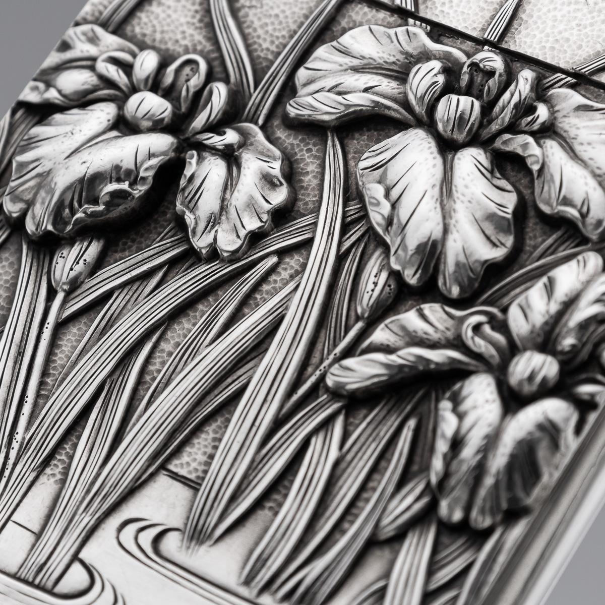 Ancien porte-cartes japonais Meiji en argent massif du 20e siècle, c.1900 en vente 2