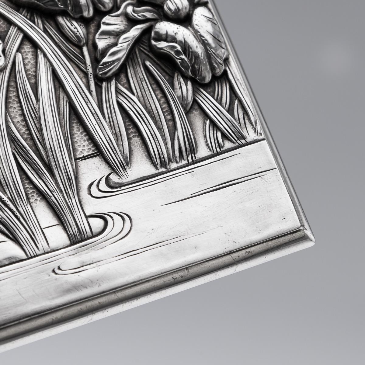 Ancien porte-cartes japonais Meiji en argent massif du 20e siècle, c.1900 en vente 5