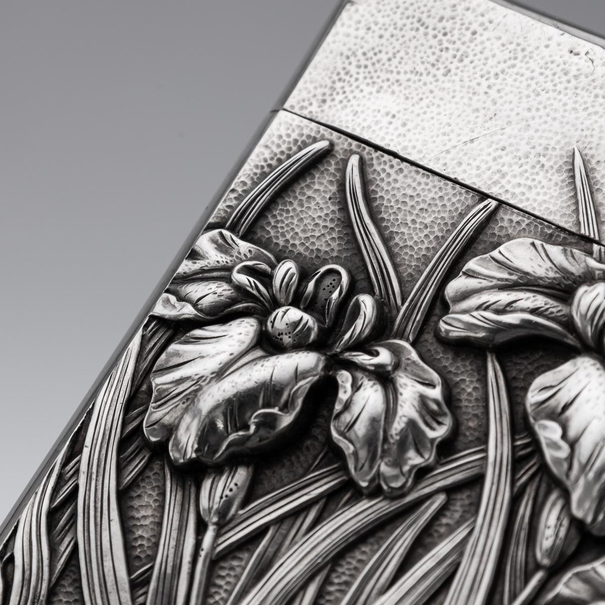 Ancien porte-cartes japonais Meiji en argent massif du 20e siècle, c.1900 en vente 8