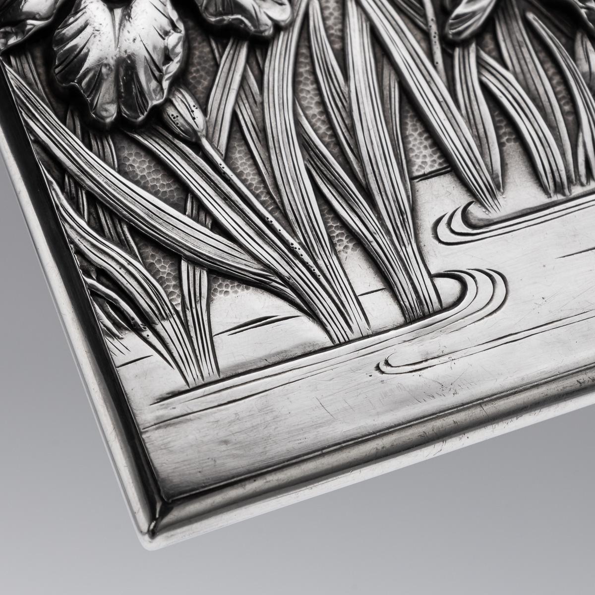 Ancien porte-cartes japonais Meiji en argent massif du 20e siècle, c.1900 en vente 3