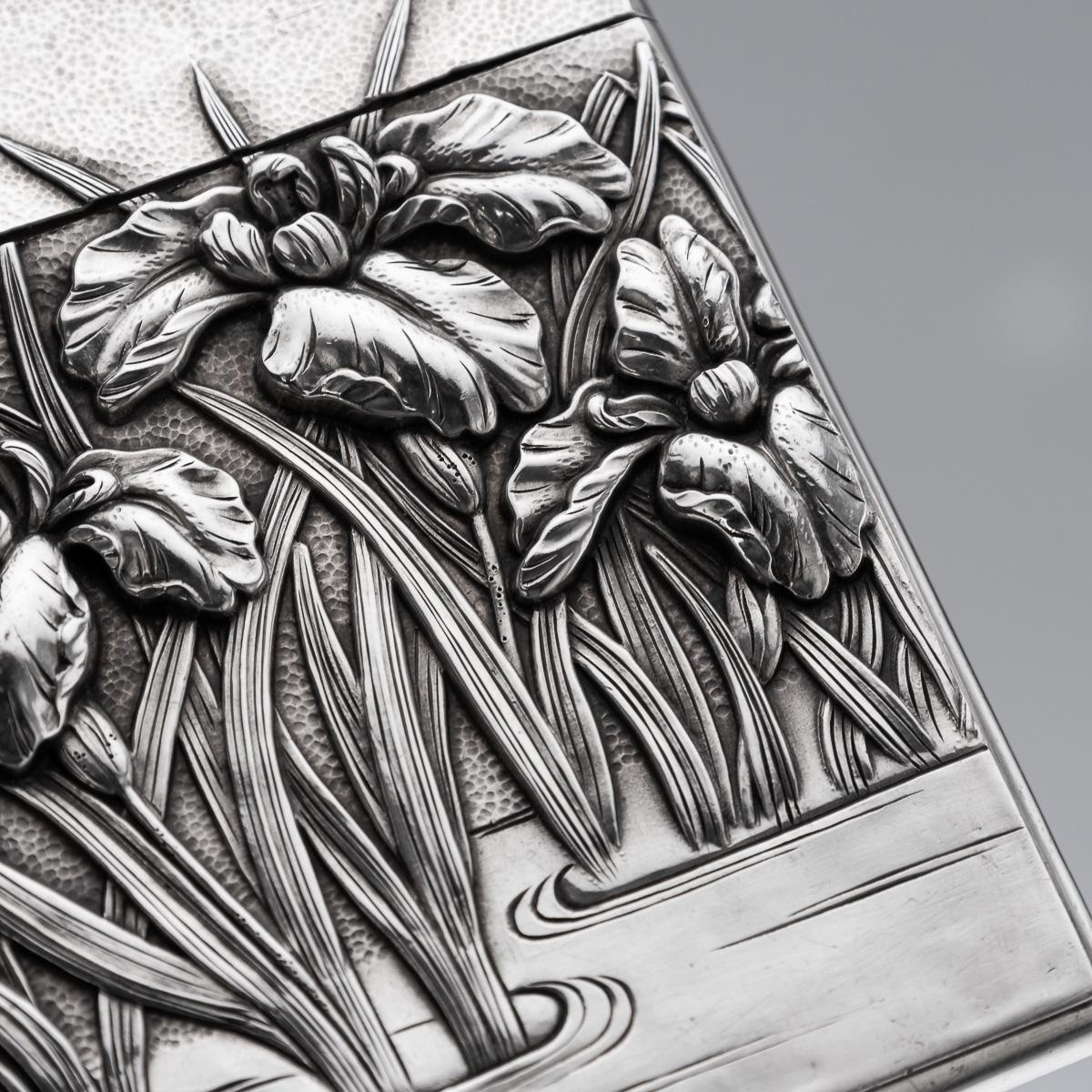 Ancien porte-cartes japonais Meiji en argent massif du 20e siècle, c.1900 en vente 4