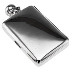 Antique 20thC English Solid Silver Hip Flask & Cigarette Case, London c.1903
