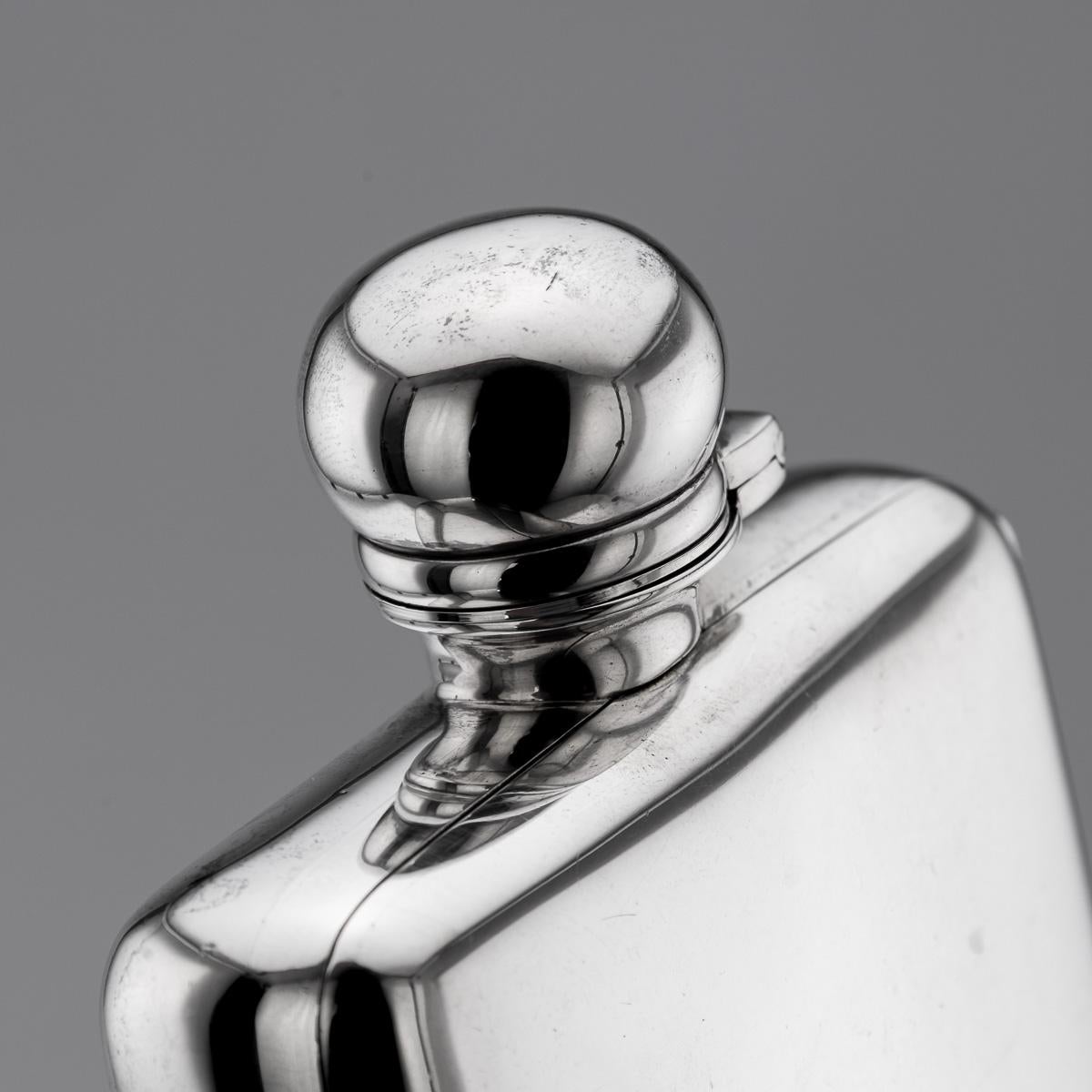 Antique 20thC English Solid Silver Hip Flask & Cigarette Case, London c.1903 For Sale 2