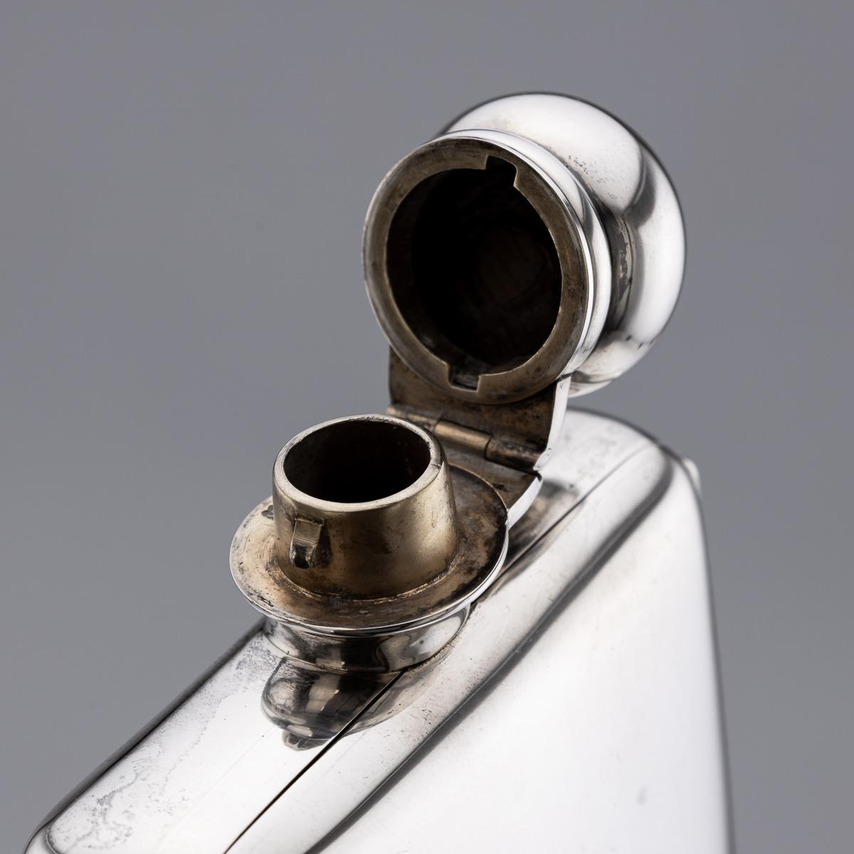 Antique 20thC English Solid Silver Hip Flask & Cigarette Case, London c.1903 For Sale 3