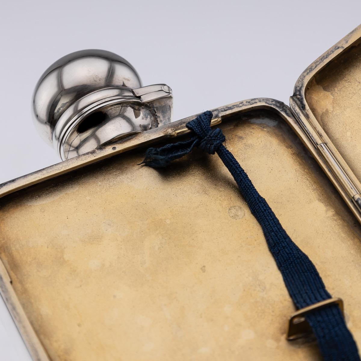 Antique 20thC English Solid Silver Hip Flask & Cigarette Case, London c.1903 For Sale 8