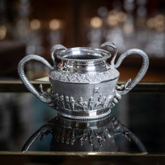 Antique 19th Century Indian Solid Silver Cobra Handled Sugar Bowl, Madras c.1890