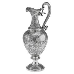 Antike chinesische Export-Weinkanne aus massivem Silber aus dem 19. Jahrhundert, Hung Chong & Co., um 1890