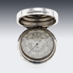 Antique 20thC English Solid Silver Barometer, Asprey Of London c.1919