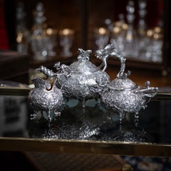 Antique 19thC Italian Solid Silver Three Piece Tea Set By G.Accarisi c.1890