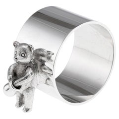 Solid Silver Bear Napkin Ring by Asprey International, English, 1993