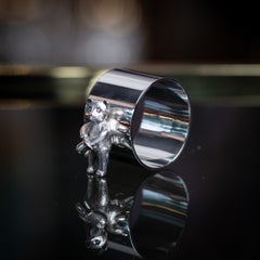Solid Silver Bear Napkin Ring by Asprey International, English, 1993