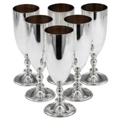 Vintage Silver Champagne Flutes Set by Asprey, London, 1986, 6 Pieces