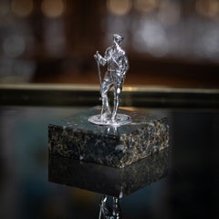 Antique Edwardian Solid Silver Fisherman Statue on Granite Base, 1902