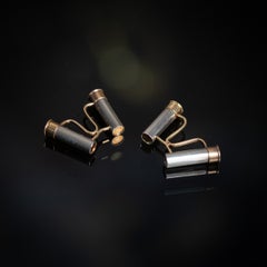 Vintage 20thC French Pair Of Solid Silver Shotgun Cartridge Cufflinks By Hermès