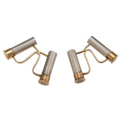 Vintage 20thC French Pair Of Solid Silver Shotgun Cartridge Cufflinks By Hermès
