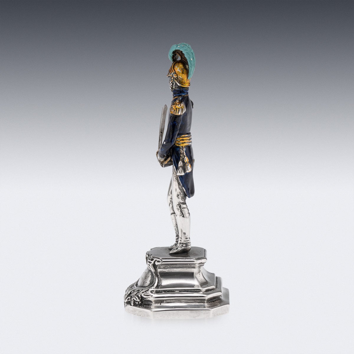 20th Century Antique Italian Silver Enamel Napoleonic Guard Figure For ...