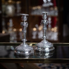 Antique German Silver Candlesticks, Rococo & Neo-Classical, 1870
