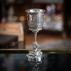 Antique 19thC Chinese Export Solid Silver Goblet, Lee Ching c.1890