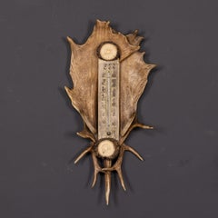 Antique 19th Century German Black Forest Antler Thermometer C.1890